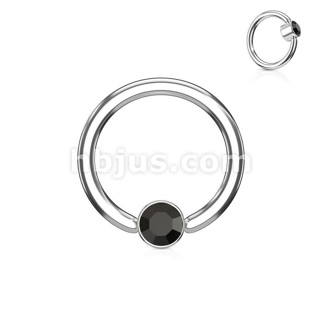 Crystal Set Round Flat Cylinder Captive Hoop Rings 316L surgical Steel - Image 7