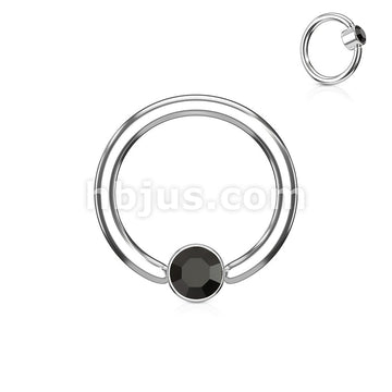 Crystal Set Round Flat Cylinder Captive Hoop Rings 316L surgical Steel - Image 7