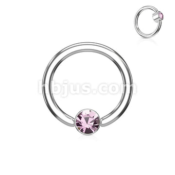 Crystal Set Round Flat Cylinder Captive Hoop Rings 316L surgical Steel - Image 8