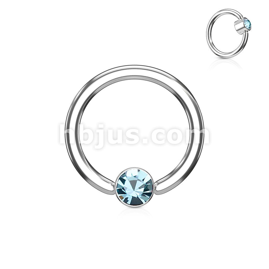 Crystal Set Round Flat Cylinder Captive Hoop Rings 316L surgical Steel - Image 9