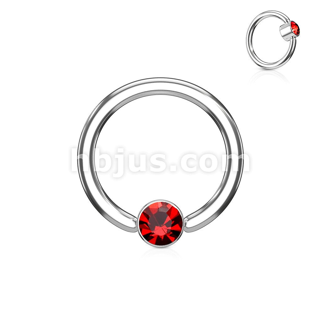 Crystal Set Round Flat Cylinder Captive Hoop Rings 316L surgical Steel - Image 10