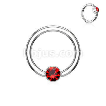 Crystal Set Round Flat Cylinder Captive Hoop Rings 316L surgical Steel - Image 10