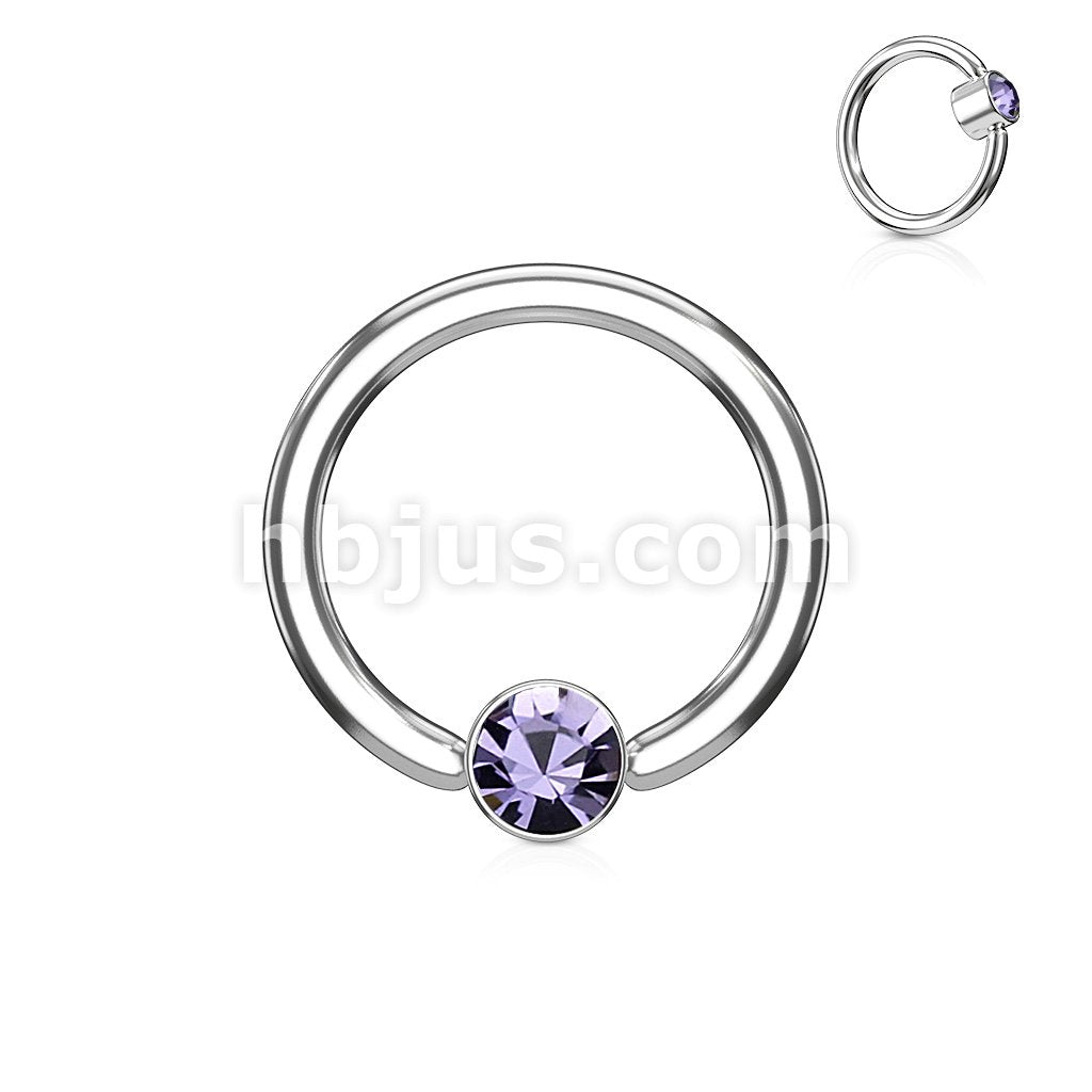 Crystal Set Round Flat Cylinder Captive Hoop Rings 316L surgical Steel - Image 11