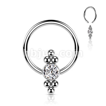 CZ Flat Ball with Clusters On Each Side 316L Surgical Steel Captive... - Image 3