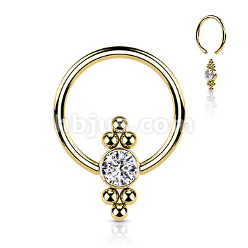 CZ Flat Ball with Clusters On Each Side 316L Surgical Steel Captive... - Image 4