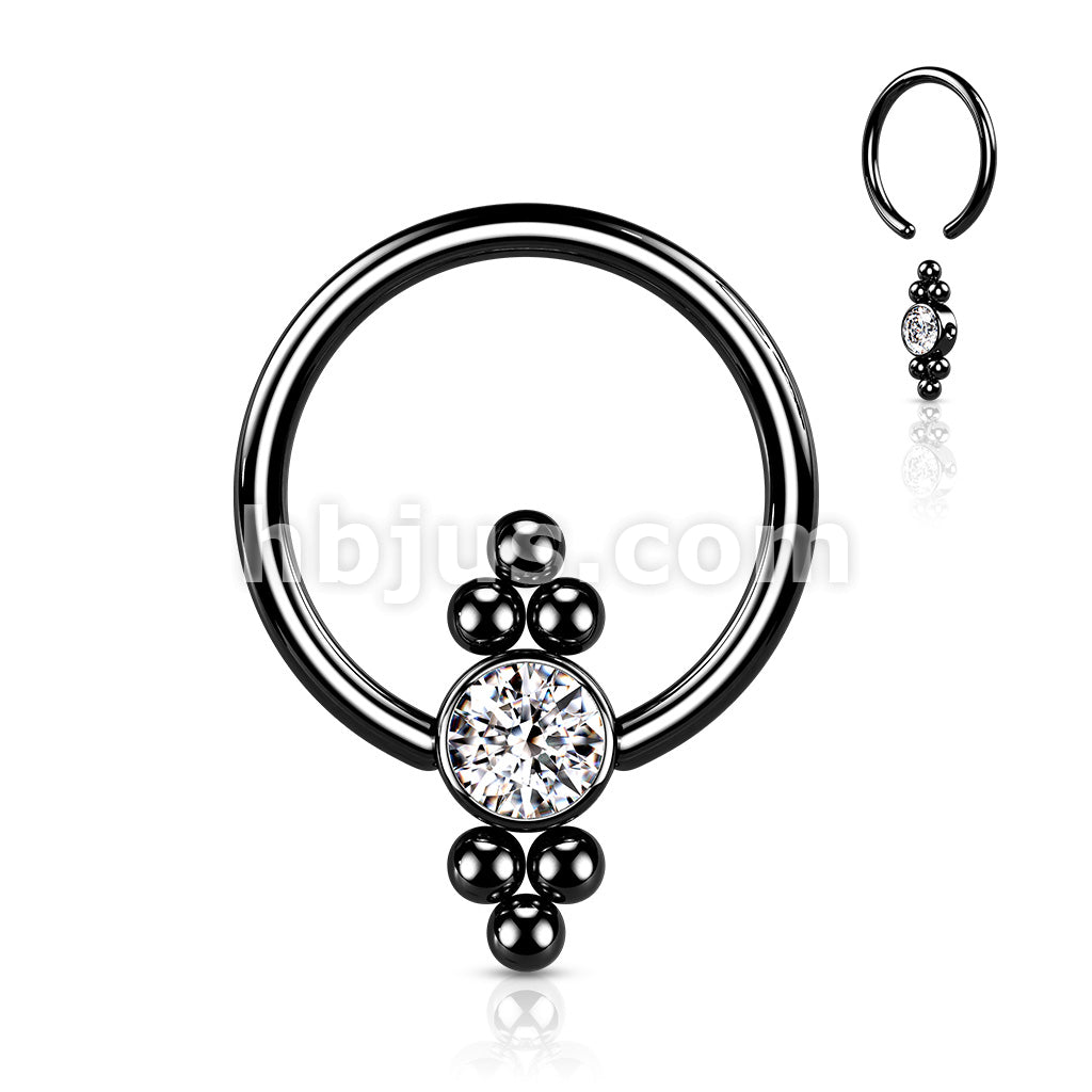 CZ Flat Ball with Clusters On Each Side 316L Surgical Steel Captive... - Image 5