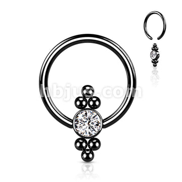CZ Flat Ball with Clusters On Each Side 316L Surgical Steel Captive... - Image 5
