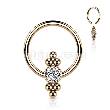 CZ Flat Ball with Clusters On Each Side 316L Surgical Steel Captive... - Image 6