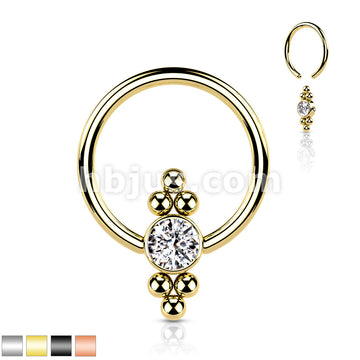 CZ Flat Ball with Clusters On Each Side 316L Surgical Steel Captive... - Image 2