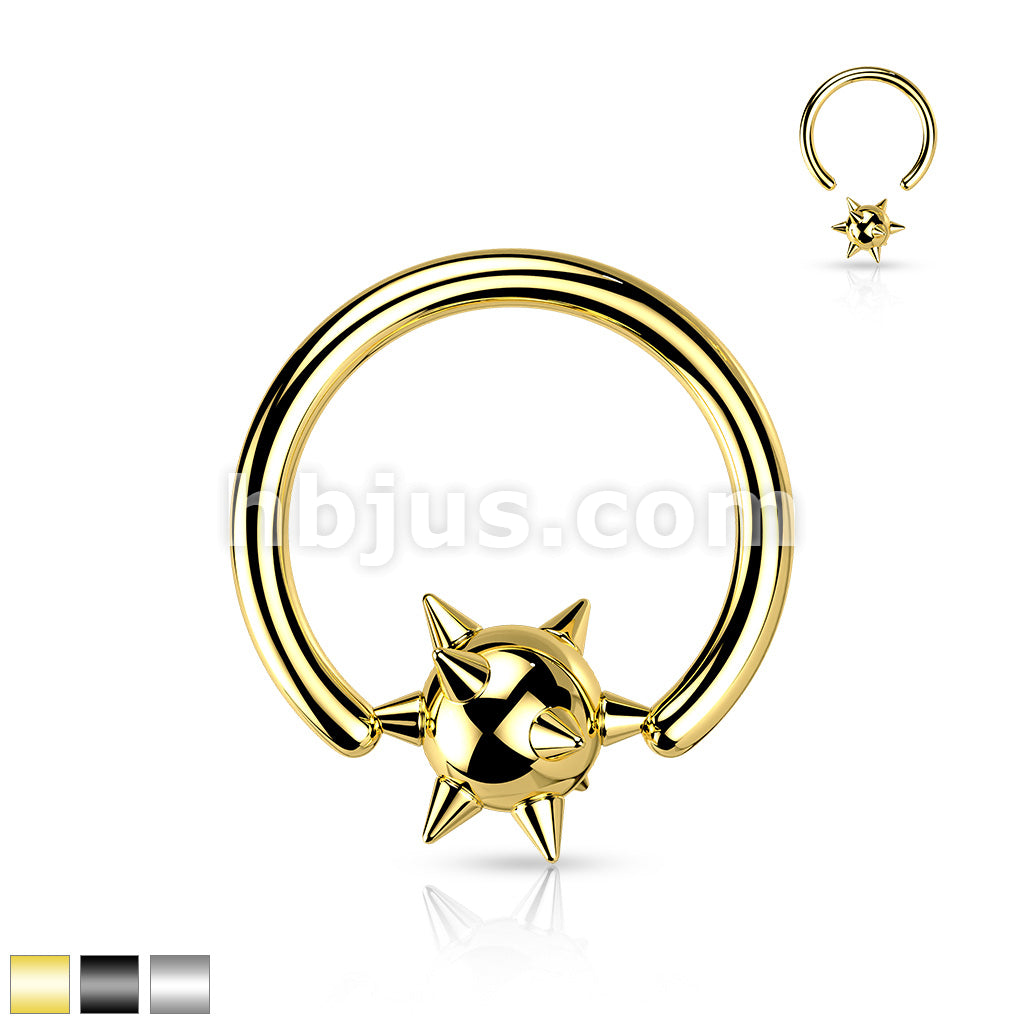 Spiked Ball 316L Surgical Steel Captive Bead Ring - Image 2