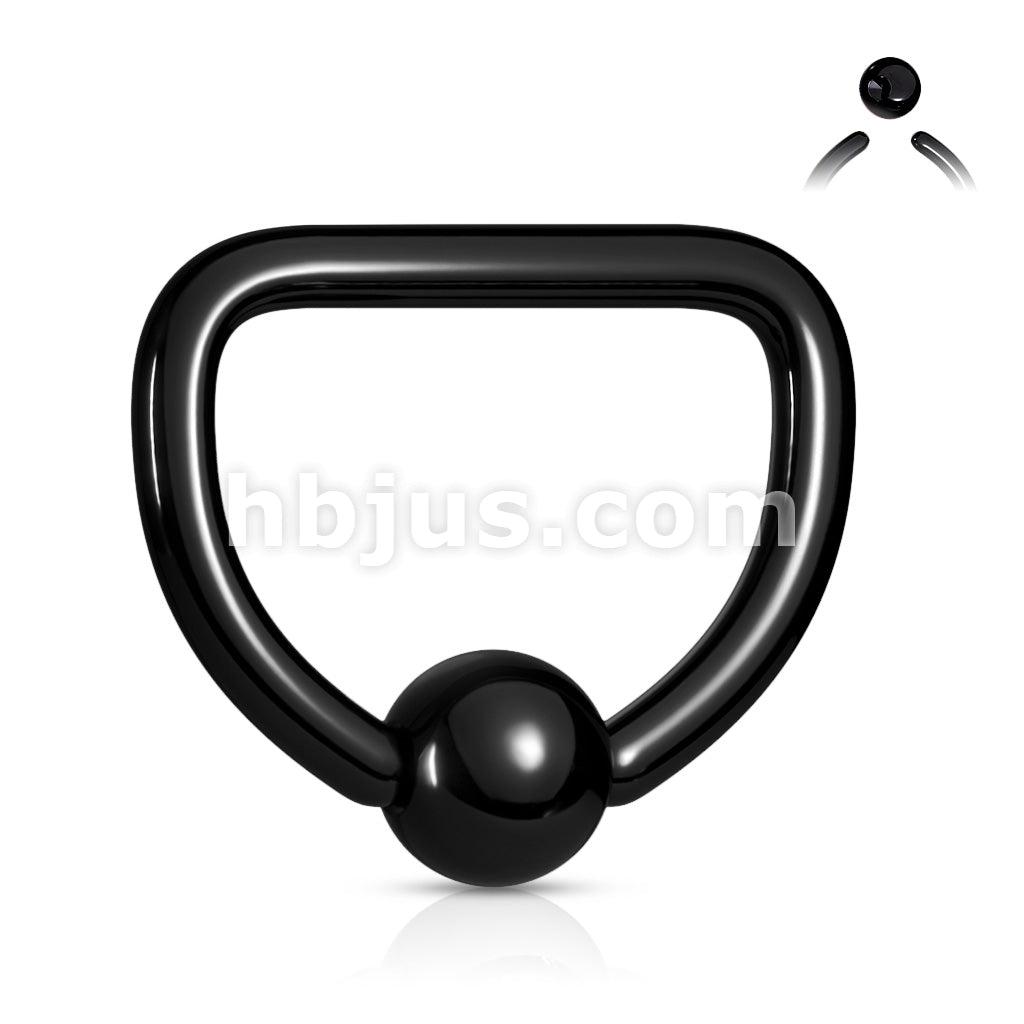 D Shaped PVD Plate Over 316L Surgical Steel Captive Bead Ring - Image 4