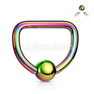 D Shaped PVD Plate Over 316L Surgical Steel Captive Bead Ring - Image 6