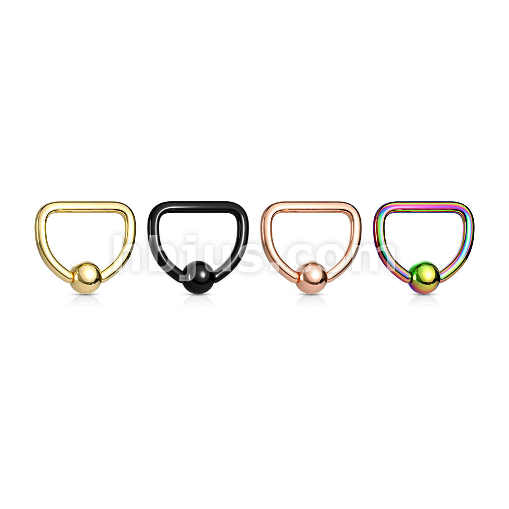 D Shaped PVD Plate Over 316L Surgical Steel Captive Bead Ring - Image 8