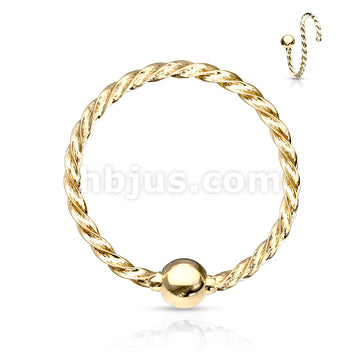 One Side Fixed Ball Twisted Rope 316L Surgical Steel  Hoop Rings for... - Image 3