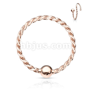 One Side Fixed Ball Twisted Rope 316L Surgical Steel  Hoop Rings for... - Image 5