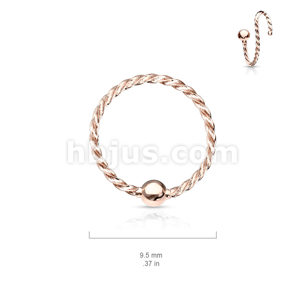 One Side Fixed Ball Twisted Rope 316L Surgical Steel  Hoop Rings for... - Image 8