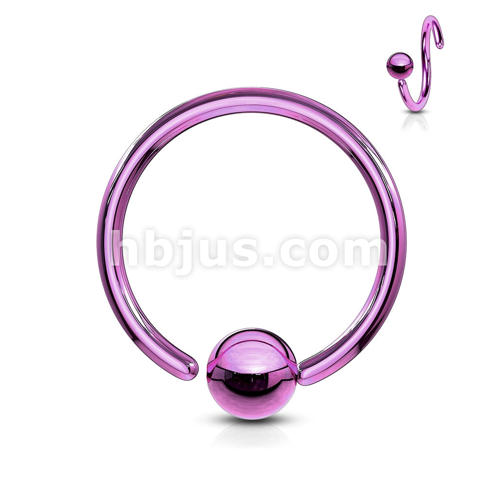One Side Fixed Ball Ring IP Over 316L Surgical Steel For Ear Cartilag,... - Image 2