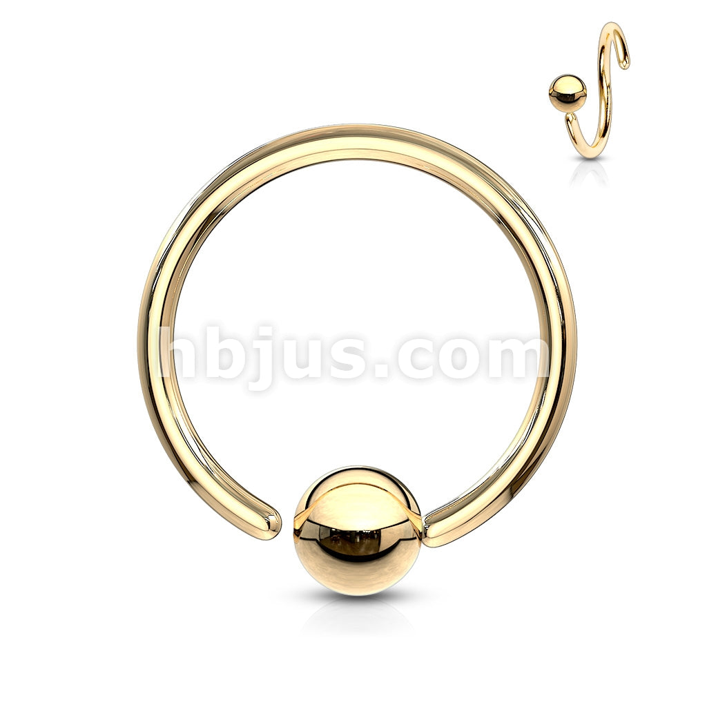 One Side Fixed Ball Ring IP Over 316L Surgical Steel For Ear Cartilag,... - Image 5