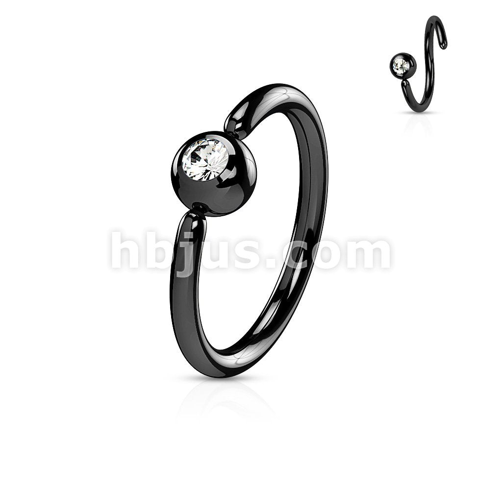 Front Facing Press Fit Gem Ball Fixed IP Over 316L Surgical Steel Hoop... - Image 3