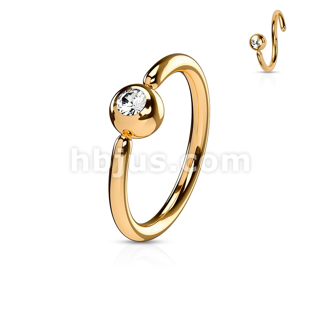 Front Facing Press Fit Gem Ball Fixed IP Over 316L Surgical Steel Hoop... - Image 4