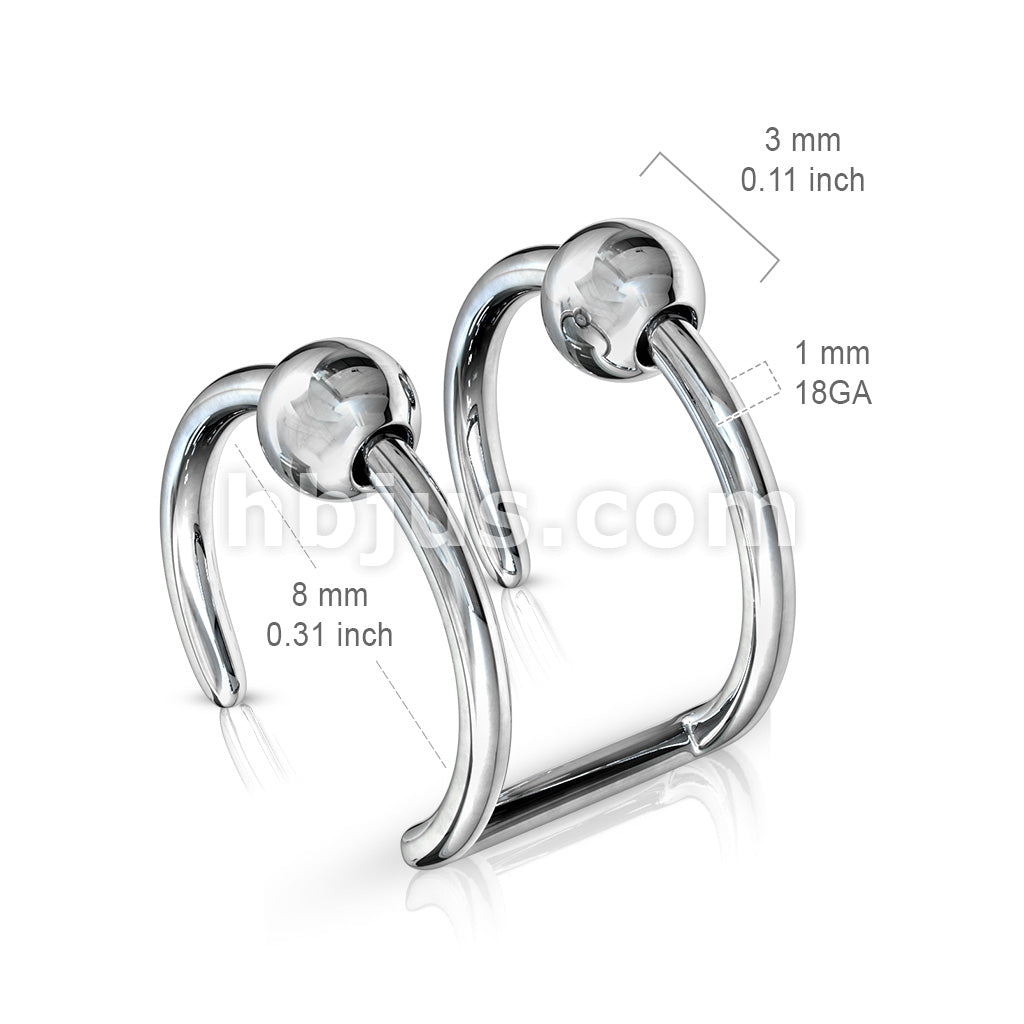 Double Closure Ring with Beads 316L Surgical Steel Fake Non-Piercing... - Image 2