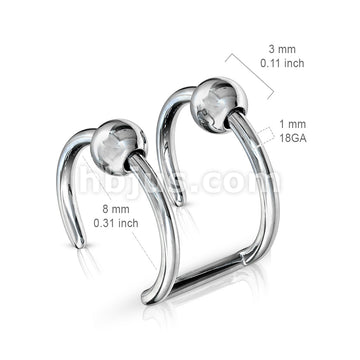Double Closure Ring with Beads 316L Surgical Steel Fake Non-Piercing... - Image 2