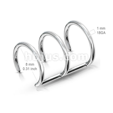 Triple Closure Ring 316L Surgical Steel Fake Non-Piercing Cartilage... - Image 2
