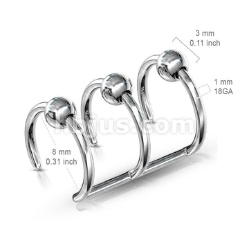 Triple Closure Ring with Beads 316L Surgical Steel Fake Non-Piercing... - Image 2