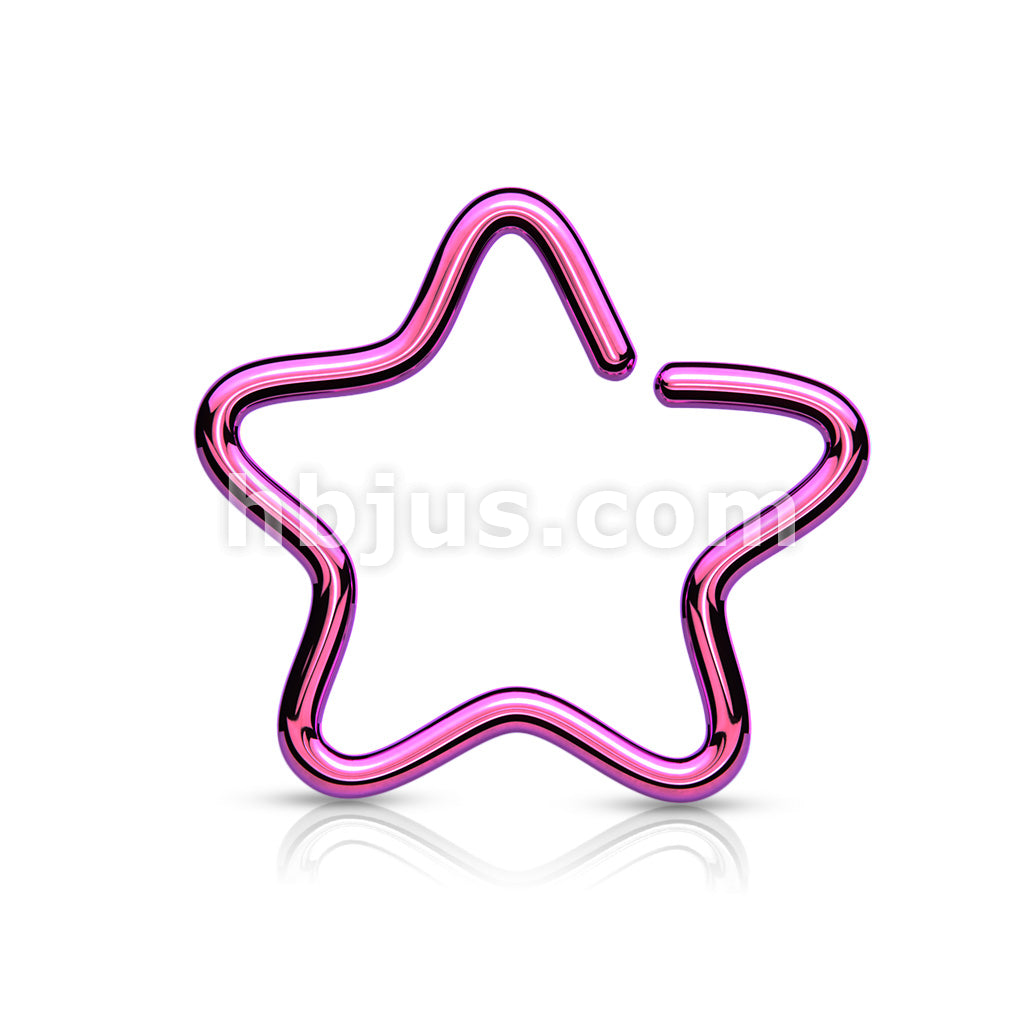 316L Surgical Steel Single Closure Star Ring Titanium IP Over 316L... - Image 2