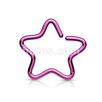 316L Surgical Steel Single Closure Star Ring Titanium IP Over 316L... - Image 2