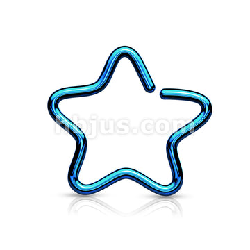 316L Surgical Steel Single Closure Star Ring Titanium IP Over 316L... - Image 3