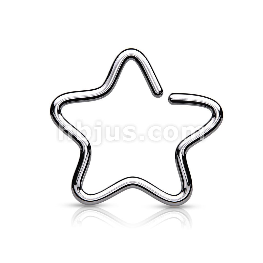 316L Surgical Steel Single Closure Star Ring Titanium IP Over 316L... - Image 7