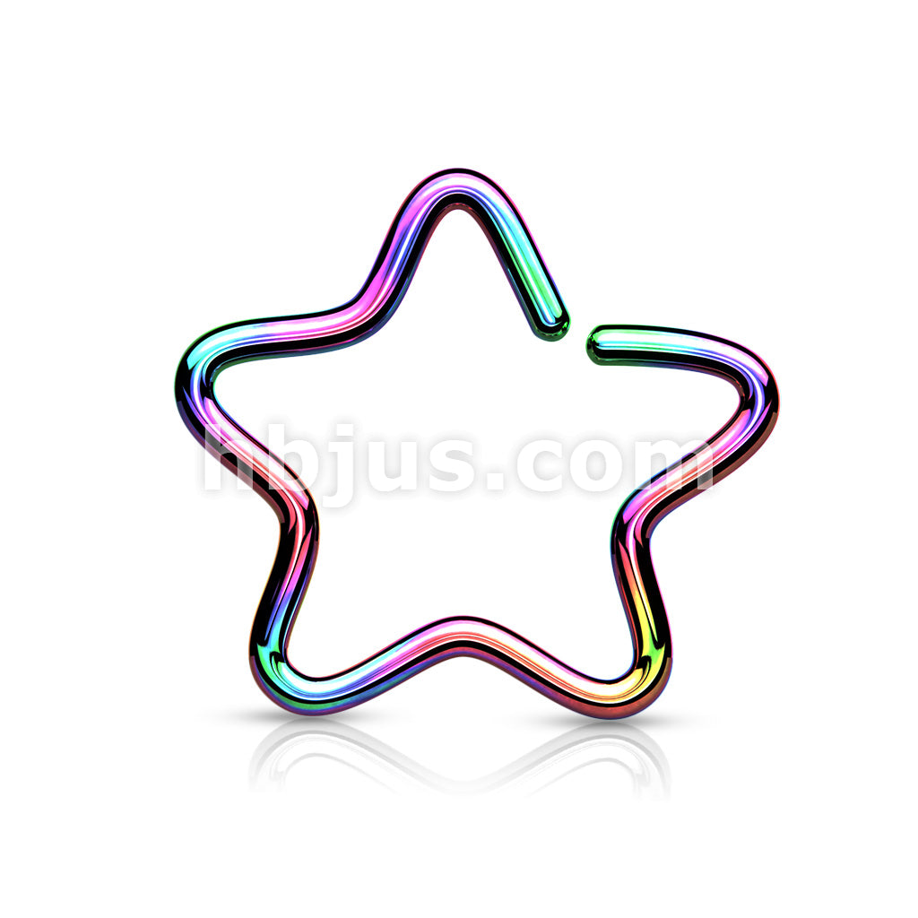 316L Surgical Steel Single Closure Star Ring Titanium IP Over 316L... - Image 8
