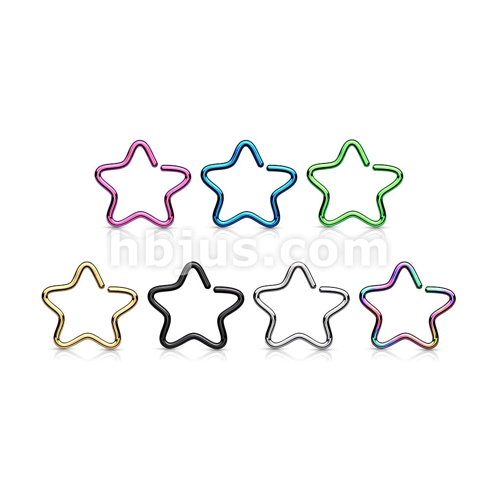 316L Surgical Steel Single Closure Star Ring Titanium IP Over 316L... - Image 9