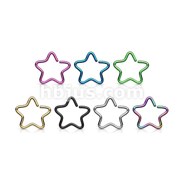 316L Surgical Steel Single Closure Star Ring Titanium IP Over 316L... - Image 9