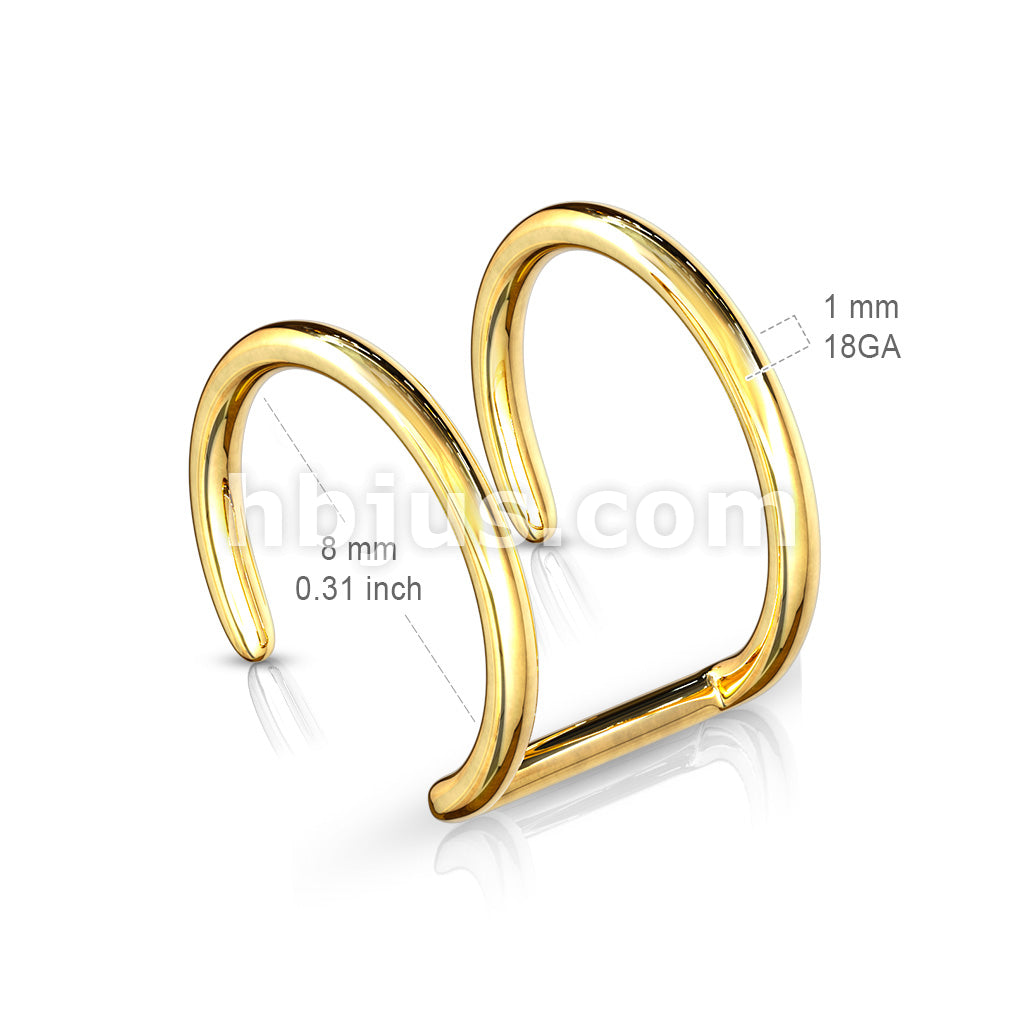 Double Closure Ring Gold IP Over 316L Surgical Steel Fake Non-Piercing... - Image 2