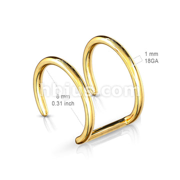 Double Closure Ring Gold IP Over 316L Surgical Steel Fake Non-Piercing... - Image 2