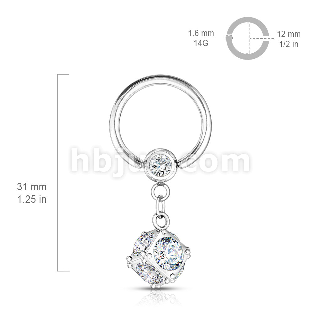316L Surgical Steel Dice Multi Gem Paved Dangle 316L Surgical Steel... - Image 6
