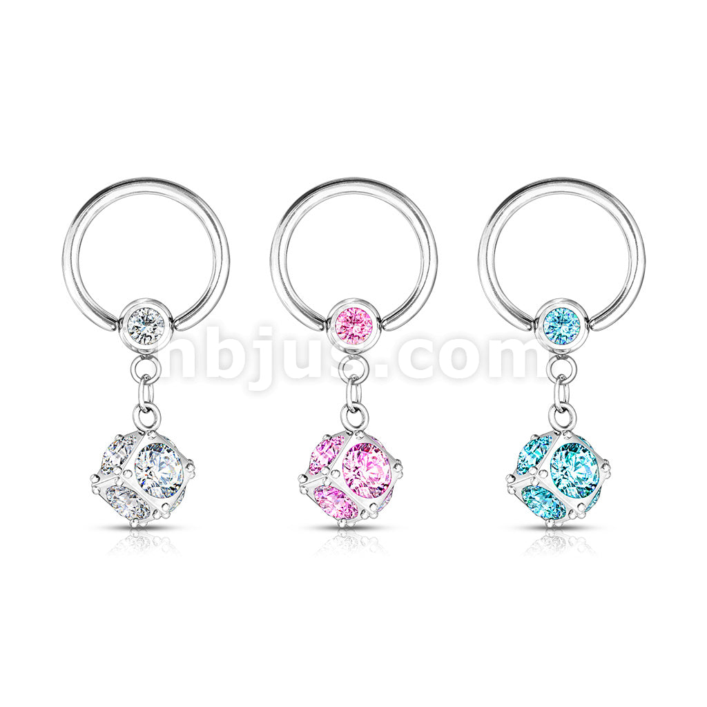 316L Surgical Steel Dice Multi Gem Paved Dangle 316L Surgical Steel... - Image 7