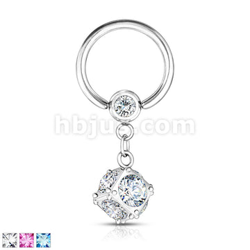 316L Surgical Steel Dice Multi Gem Paved Dangle 316L Surgical Steel... - Image 2