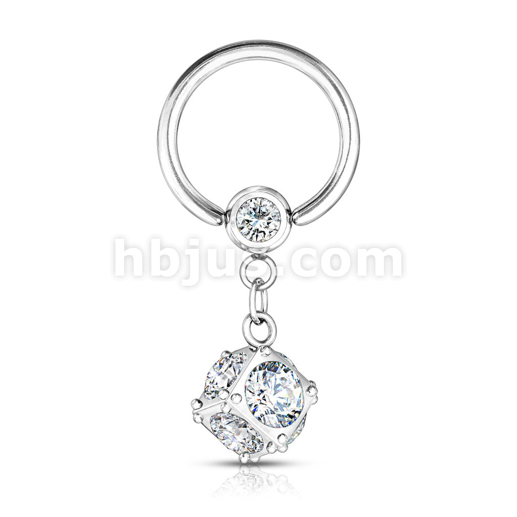 316L Surgical Steel Dice Multi Gem Paved Dangle 316L Surgical Steel... - Image 3