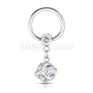 316L Surgical Steel Dice Multi Gem Paved Dangle 316L Surgical Steel... - Image 3