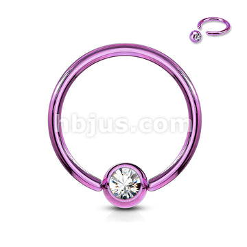 Titanium IP Over 316L Surgical Stainless Steel Captive Bead Ring with gem - Image 3