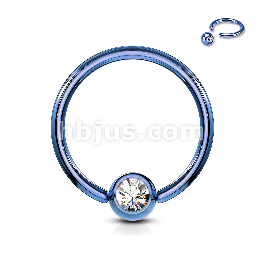 Titanium IP Over 316L Surgical Stainless Steel Captive Bead Ring with gem - Image 4