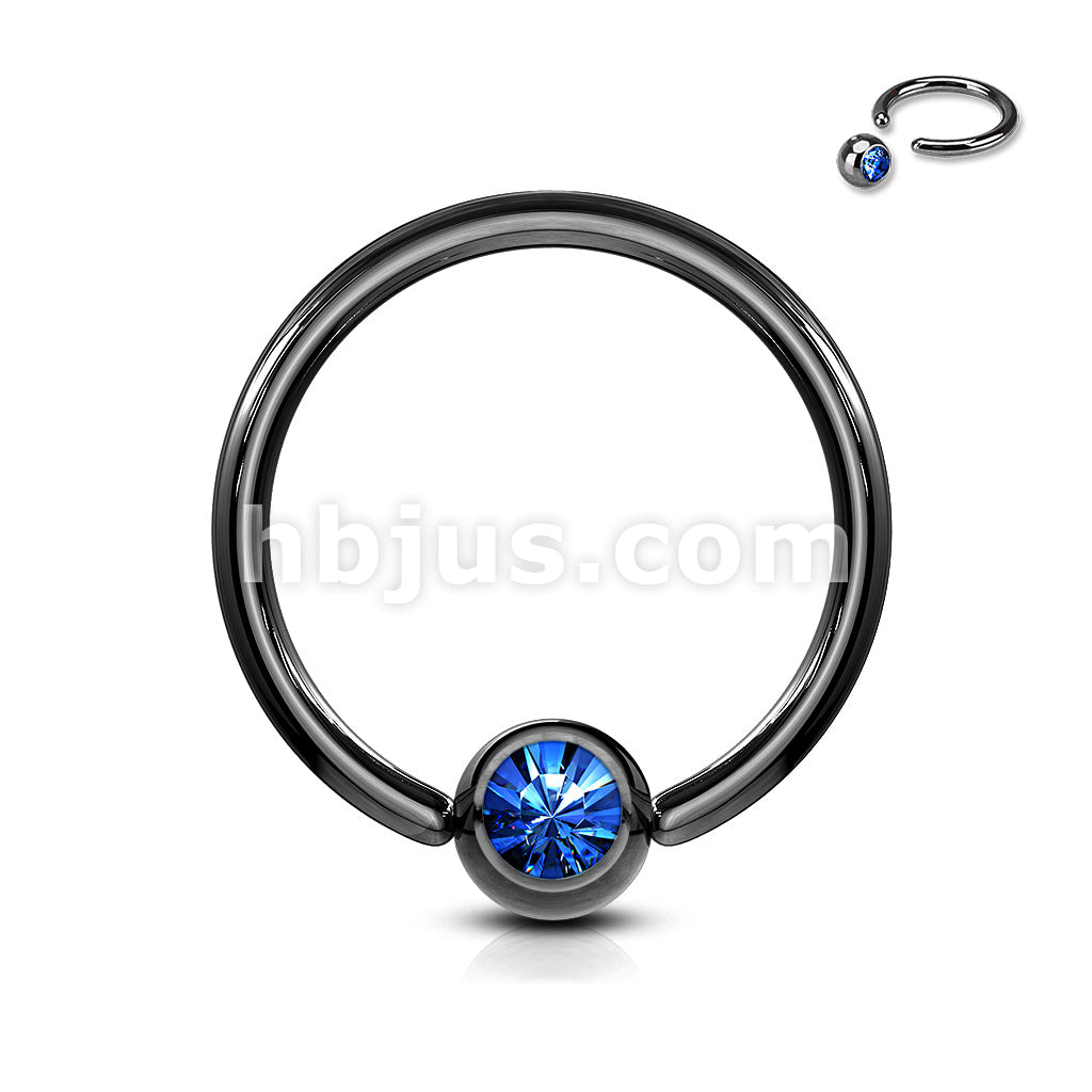Titanium IP Over 316L Surgical Stainless Steel Captive Bead Ring with gem - Image 6
