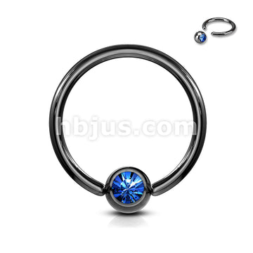 Titanium IP Over 316L Surgical Stainless Steel Captive Bead Ring with gem - Image 6