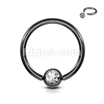 Titanium IP Over 316L Surgical Stainless Steel Captive Bead Ring with gem - Image 7