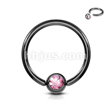 Titanium IP Over 316L Surgical Stainless Steel Captive Bead Ring with gem - Image 8