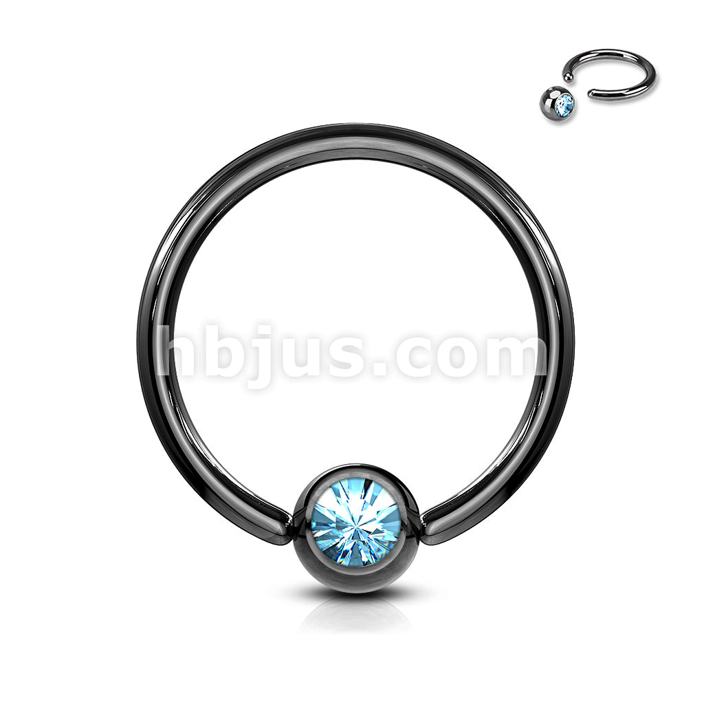 Titanium IP Over 316L Surgical Stainless Steel Captive Bead Ring with gem - Image 9