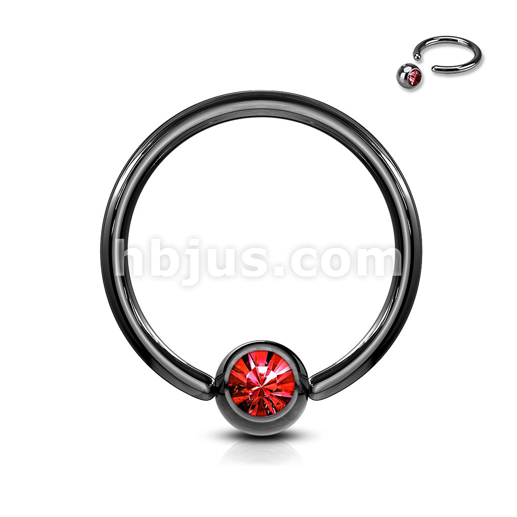 Titanium IP Over 316L Surgical Stainless Steel Captive Bead Ring with gem - Image 10